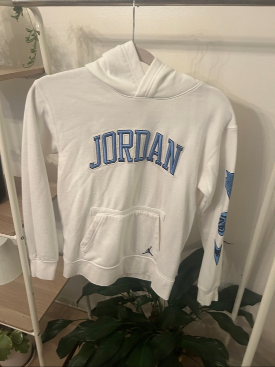 Jordan Other - Jordan Boy’s White Hoodie with Light Blue Lettering